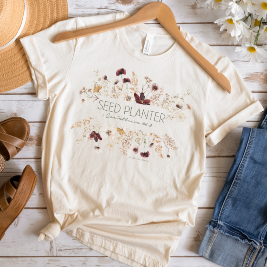 the planter seeds christ Seed Planter 1 Corinthians 3:6-8 Floral Christian Shirt – Rooted In Christ  Studio