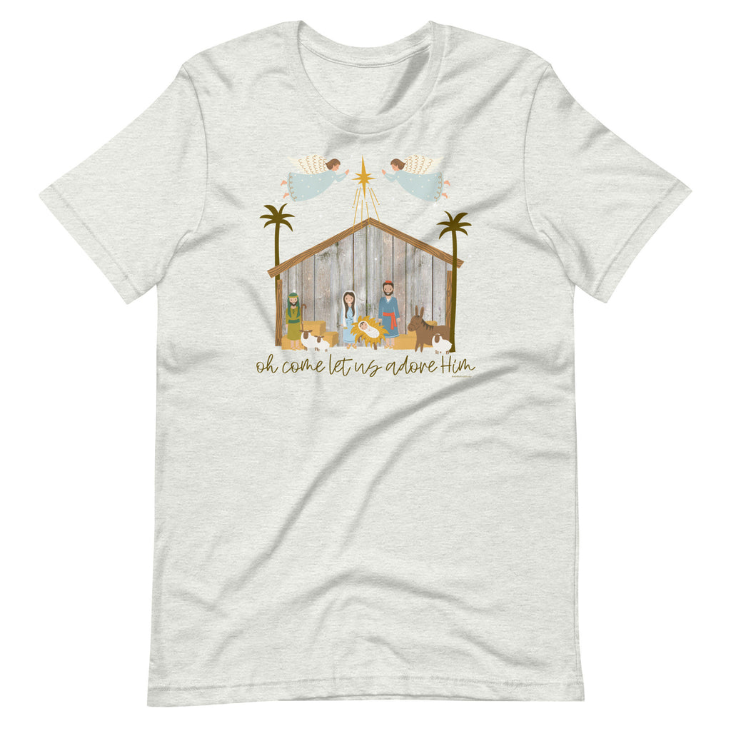 Oh Come Let Us Adore Him Christmas Nativity Shirt