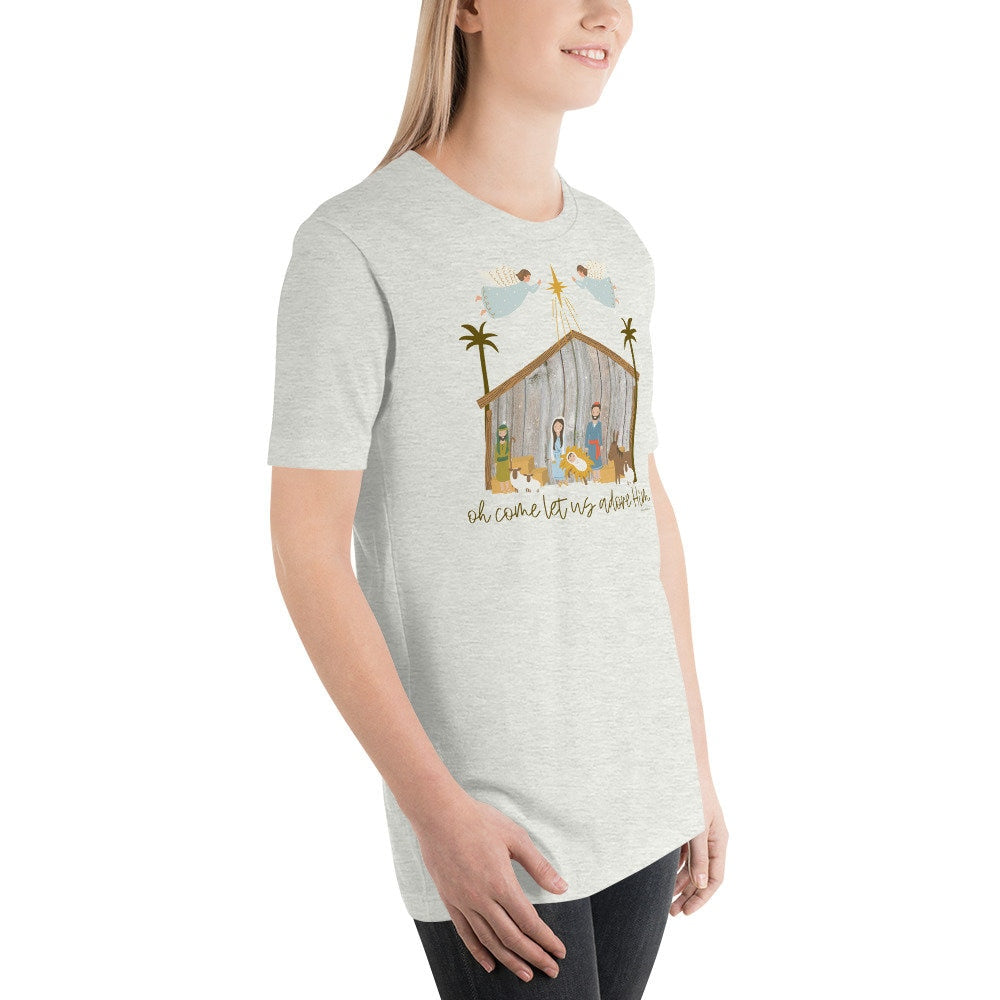 Oh Come Let Us Adore Him Christmas Nativity Shirt