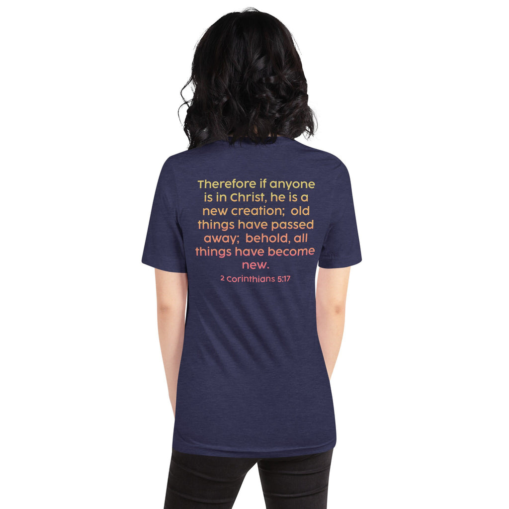 Made New Christian Bible Verse Shirt With 2 Corinthians 5:17 Back Printing