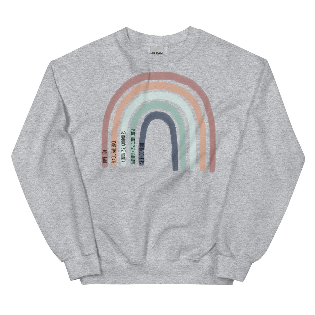 Fruit of the Spirit Boho Christian Rainbow Crewneck Sweatshirt