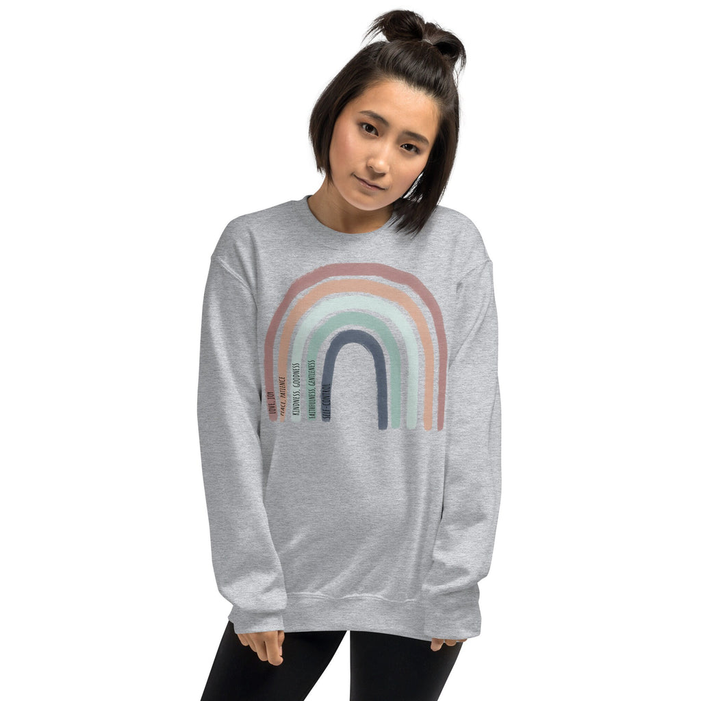 Fruit of the Spirit Boho Christian Rainbow Crewneck Sweatshirt