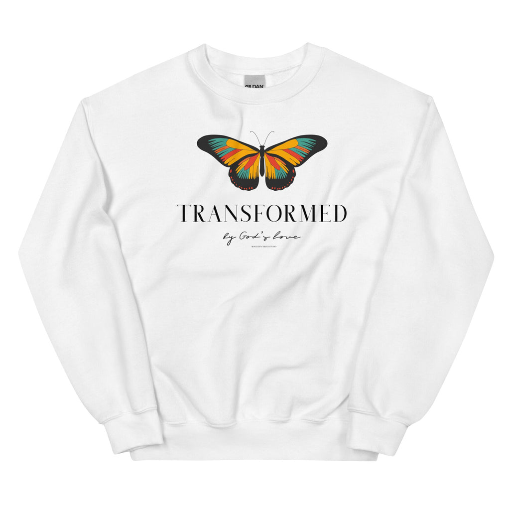 Transformed By God’s Love Butterfly Crewneck Sweatshirt, Christian Crewneck Sweatshirts for Her