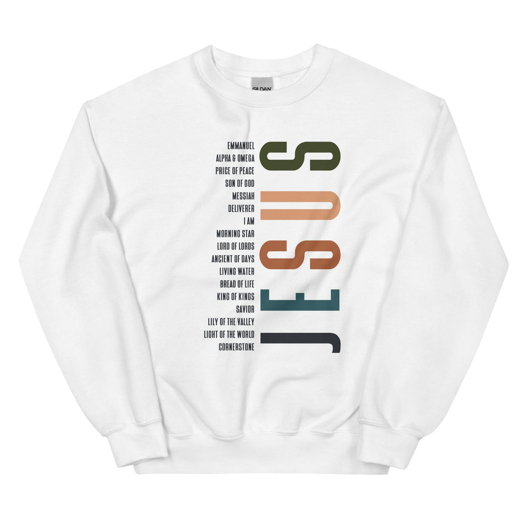 JESUS Crewneck Sweatshirt, Names of Jesus Sweatshirt, Christian Crewneck Sweatshirts