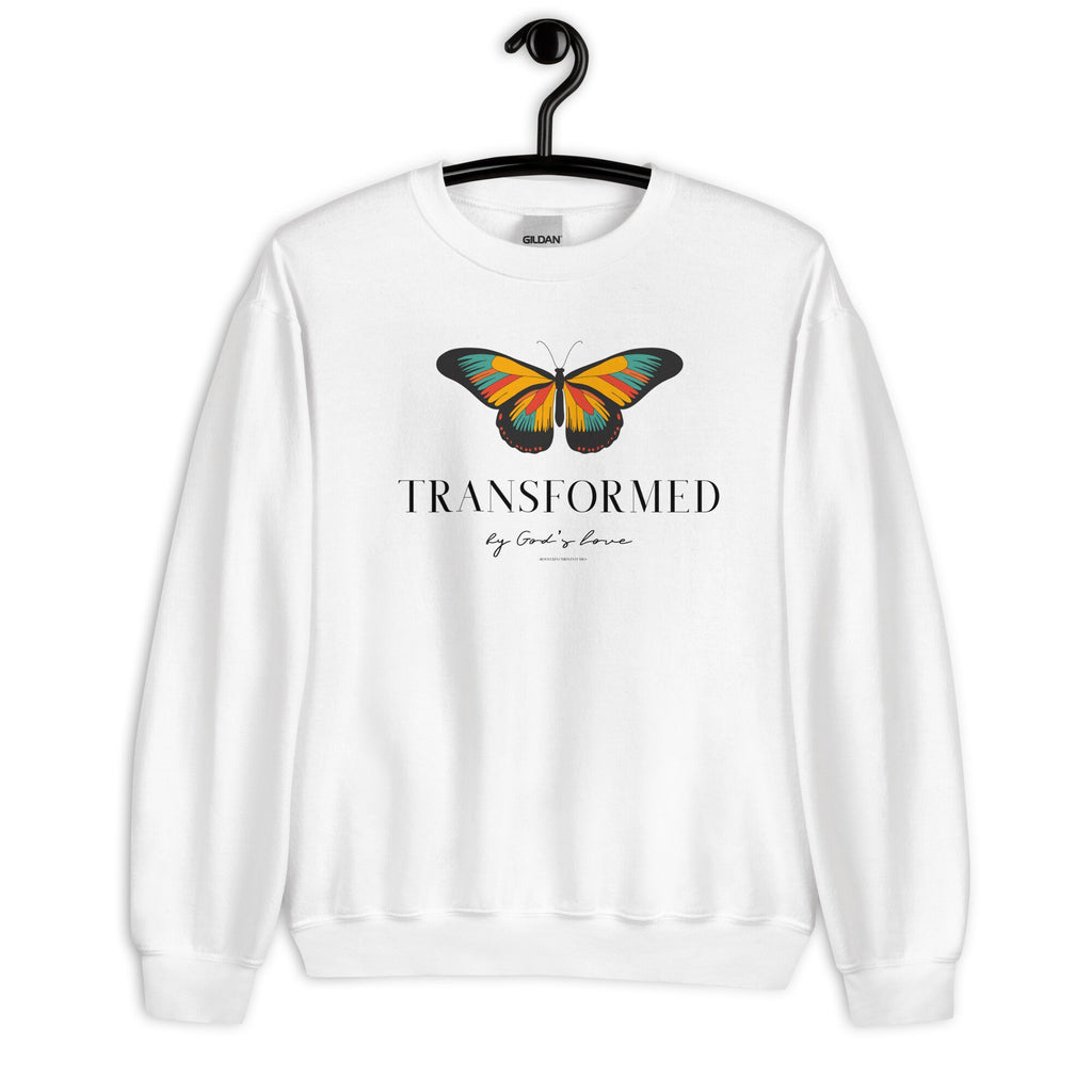 Transformed By God’s Love Butterfly Crewneck Sweatshirt, Christian Crewneck Sweatshirts for Her