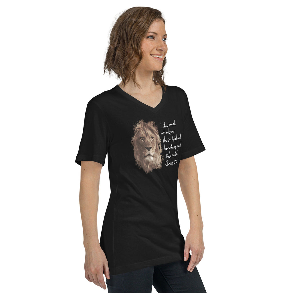 Daniel 11:32 Shirt, Lion Head Bible Verse V Neck Shirt, Christian Shirts, Christian Gifts for Her, Conservative Shirt