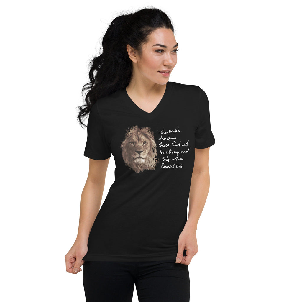 Daniel 11:32 Shirt, Lion Head Bible Verse V Neck Shirt, Christian Shirts, Christian Gifts for Her, Conservative Shirt