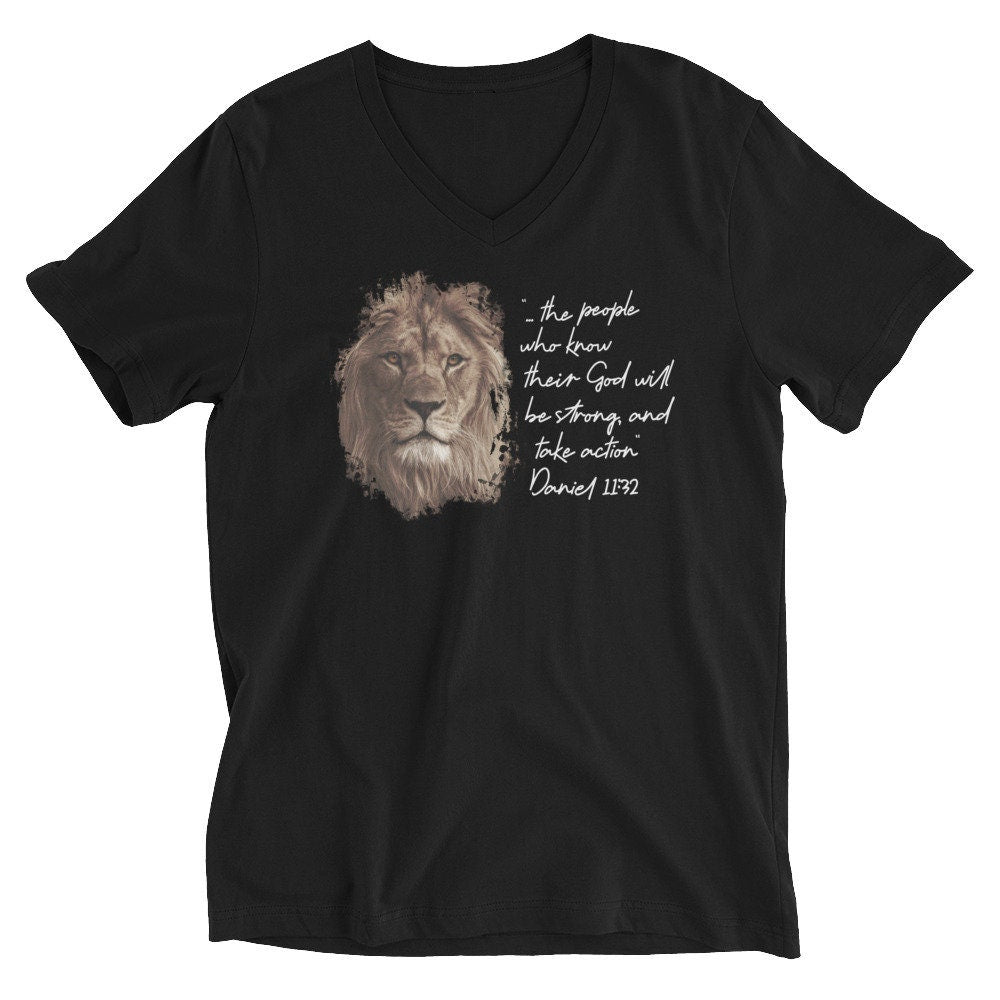 Daniel 11:32 Shirt, Lion Head Bible Verse V Neck Shirt, Christian Shirts, Christian Gifts for Her, Conservative Shirt