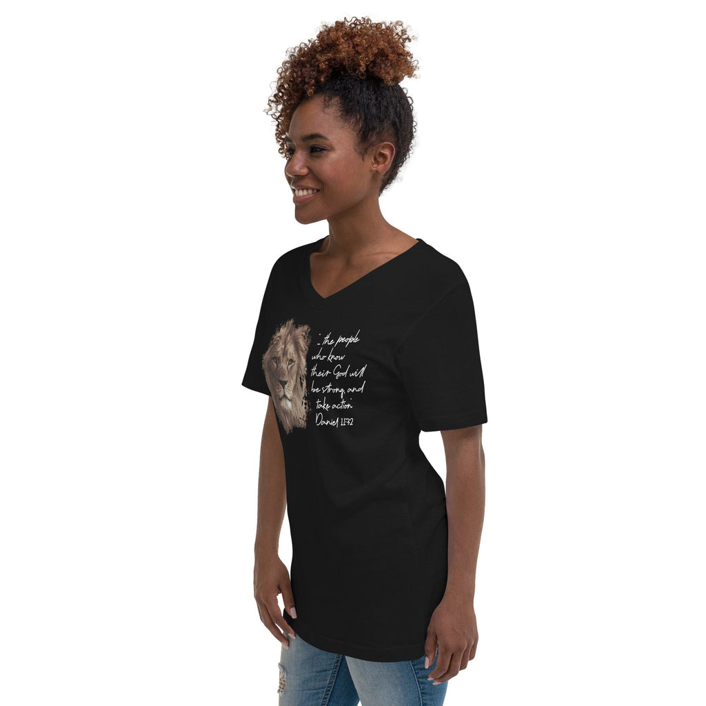 Daniel 11:32 Shirt, Lion Head Bible Verse V Neck Shirt, Christian Shirts, Christian Gifts for Her, Conservative Shirt