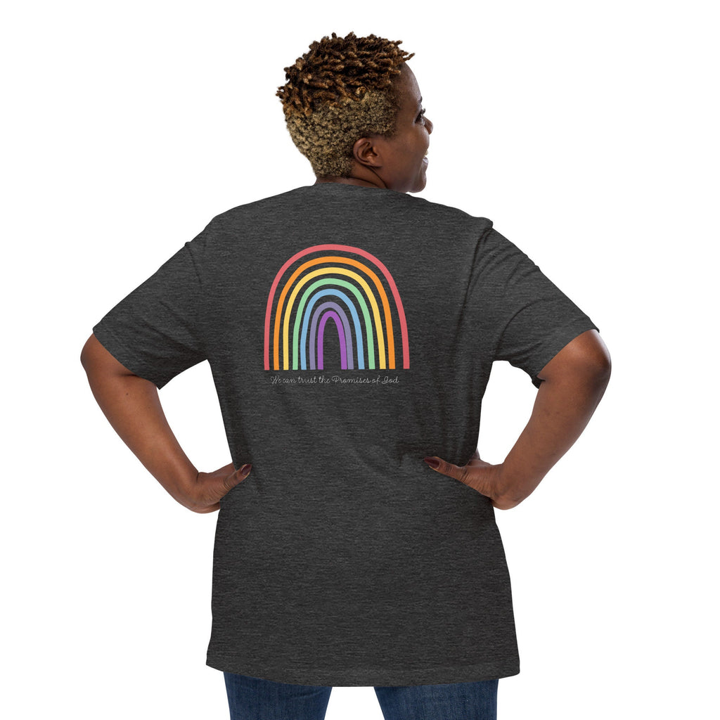 We Can Trust The Promises Of God Genesis 9:13-17 Back And Front Print Rainbow Shirt, Christian Shirts, Genesis Shirt,  Bible Verse Shirt