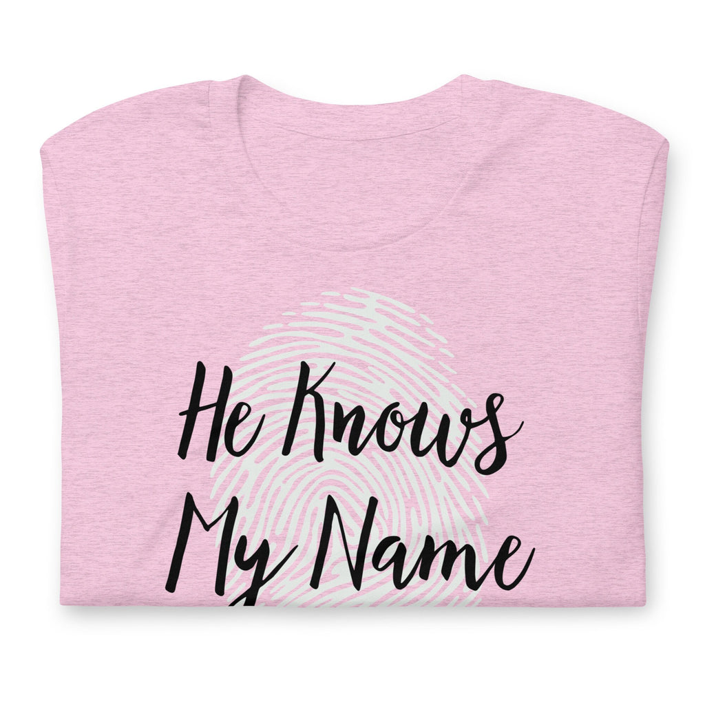 He Knows My Name Shirt, Isaiah 43:1, Bible Verse Tee, Christian Shirts for Girls, Christian Shirts for Women, Christian Gifts, Fingerprint