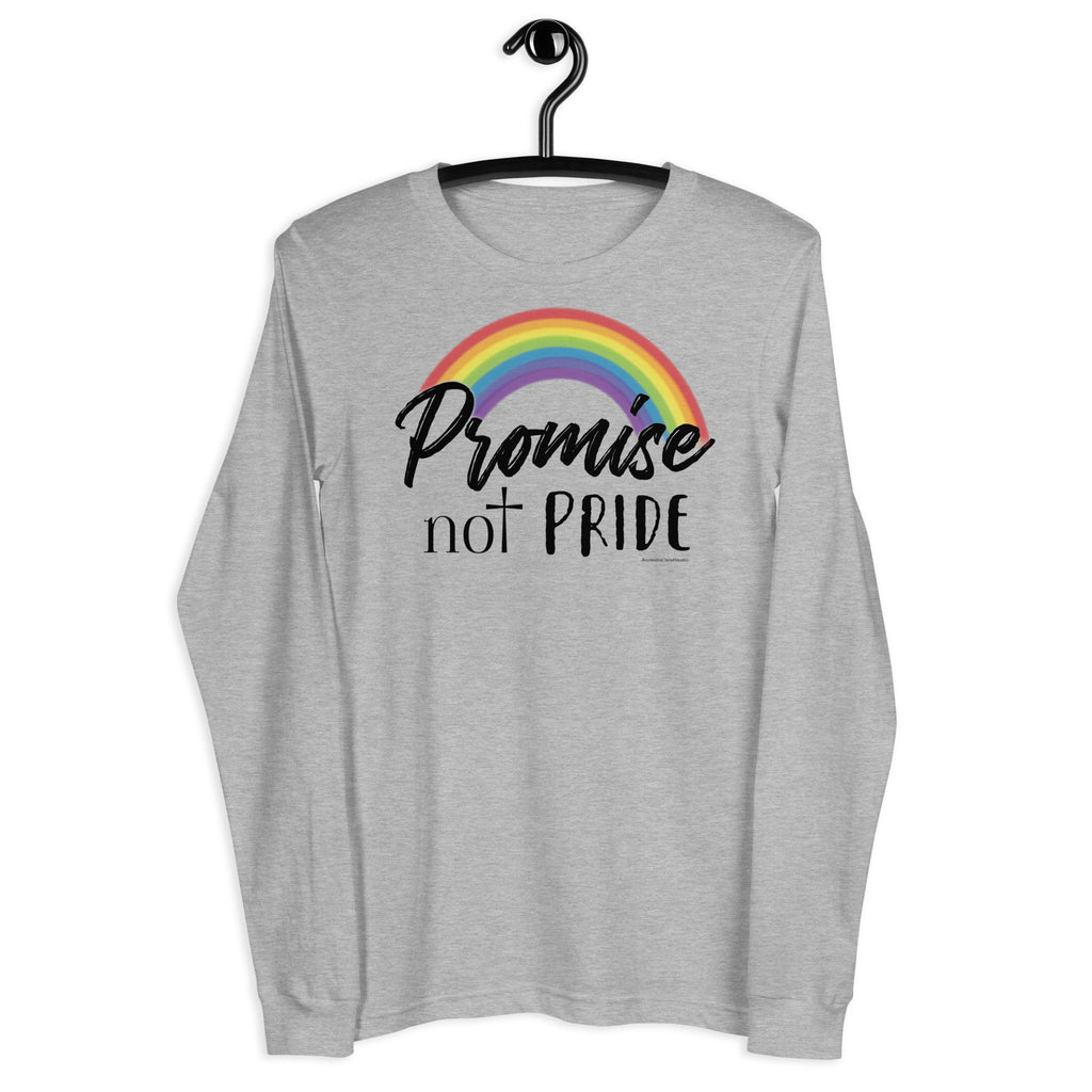 Promise Not Pride Christian Rainbow Long Sleeve Tee Shirt with Cross, Christian Shirts for Her, Christian Gifts for Women