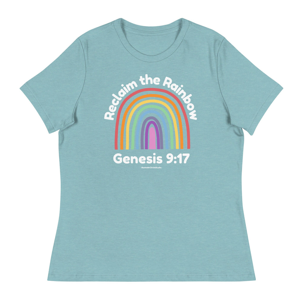 Reclaim the Rainbow Shirt With Back Text, Genesis 9:17 Christian Rainbow Shirt, Christian Shirts for Women