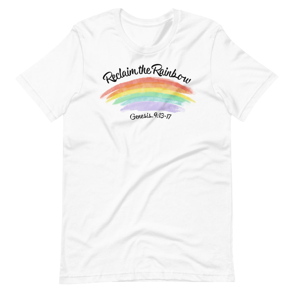 Reclaim the Rainbow Genesis 9:13-17 with Scripture Verse on Back T Shirt for Women