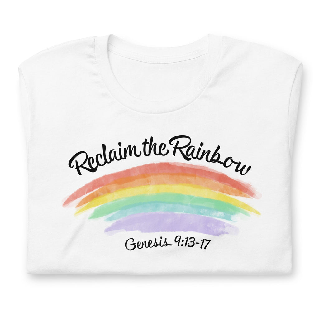 Reclaim the Rainbow Genesis 9:13-17 with Scripture Verse on Back T Shirt for Women