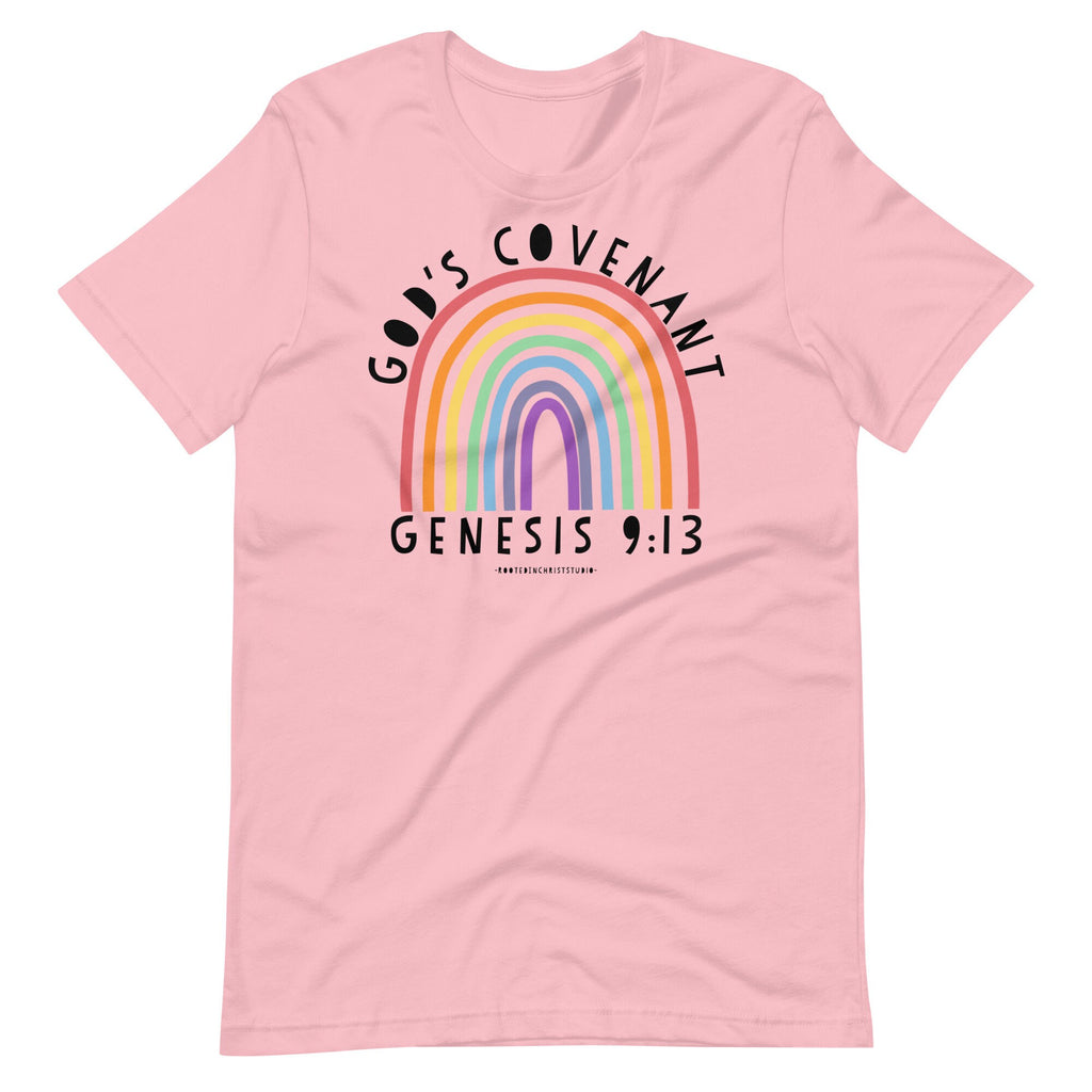 God’s Covenant Genesis 9 Christian Rainbow Shirt With Scripture Text on Back