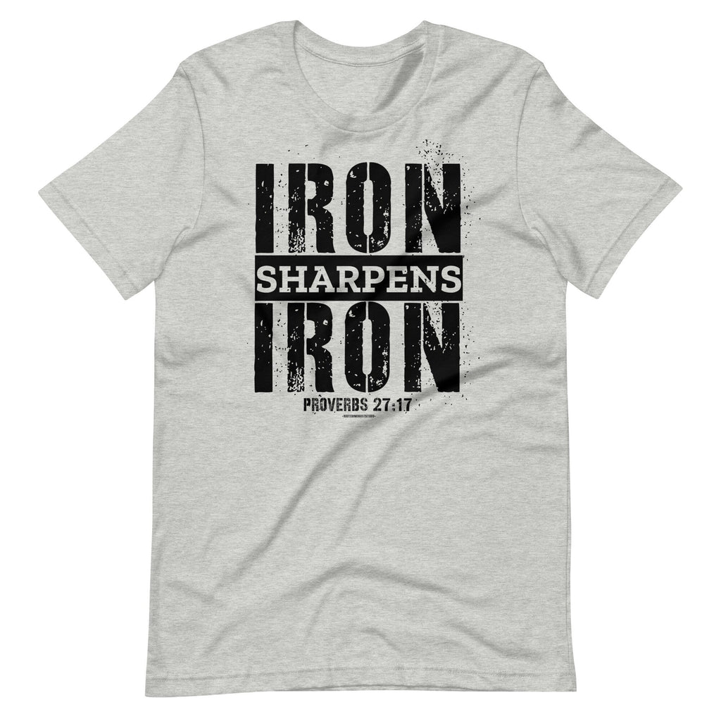 Iron Sharpens Iron Proverbs 27:17 Christian Shirt for Men, Bible Verse T Shirt, Christian Father’s Day Gifts