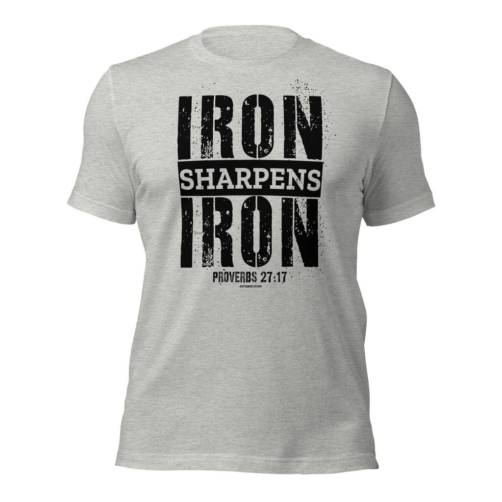 Iron Sharpens Iron Proverbs 27:17 Christian Shirt for Men, Bible Verse T Shirt, Christian Father’s Day Gifts