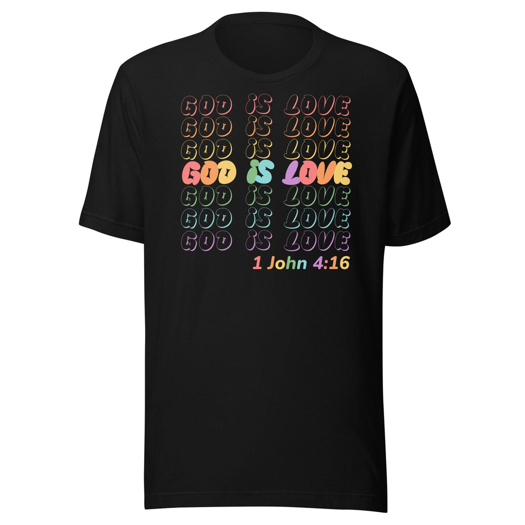 God Is Love 1 John 4:16 Christian Rainbow Shirt, Christian Bible Verse T Shirts