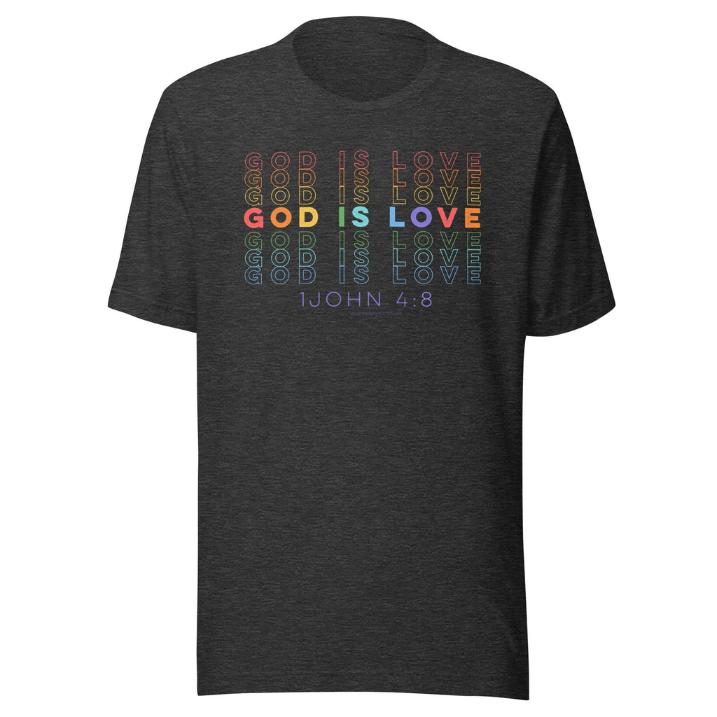 God Is Love 1 John 4:8 Christian Rainbow Shirt, Conservative Christian Back Print Bible Verse Shirts