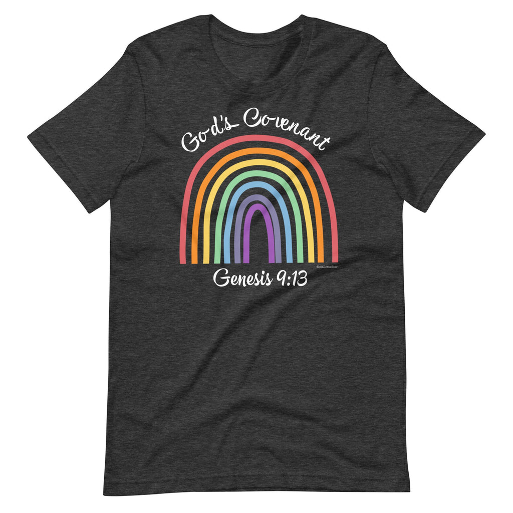 God’s Covenant Genesis 9:13 Christian Rainbow Shirt With Back Bible Verse, Seven Color Rainbow T Shirt, Conservative Tees