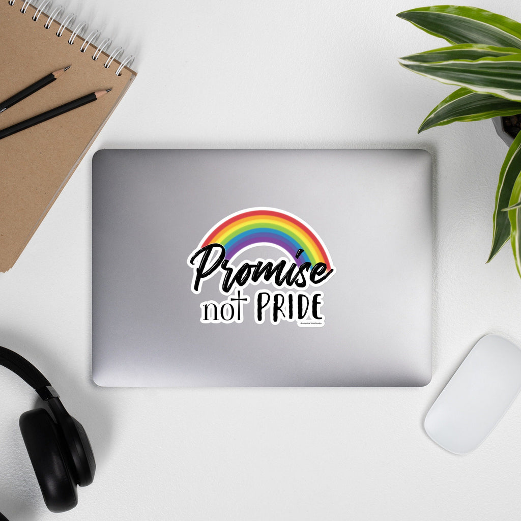 Promise Not Pride Seven Color Christian Rainbow With Cross Bubble-free stickers