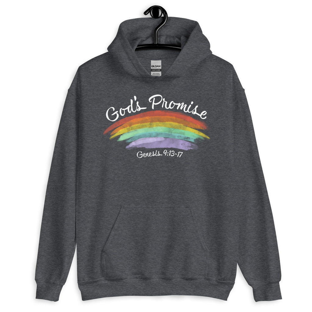 God’s Promise Christian Rainbow Genesis Hoodie with Genesis 9:13 text on Back, Christian Rainbow Hooded Sweatshirt