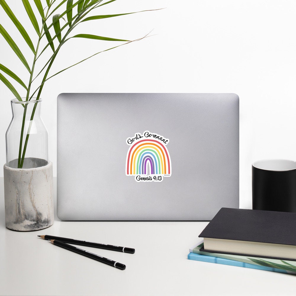 God’s Covenant Genesis 9 Christian Rainbow Bubble-free stickers, Christian Stickers