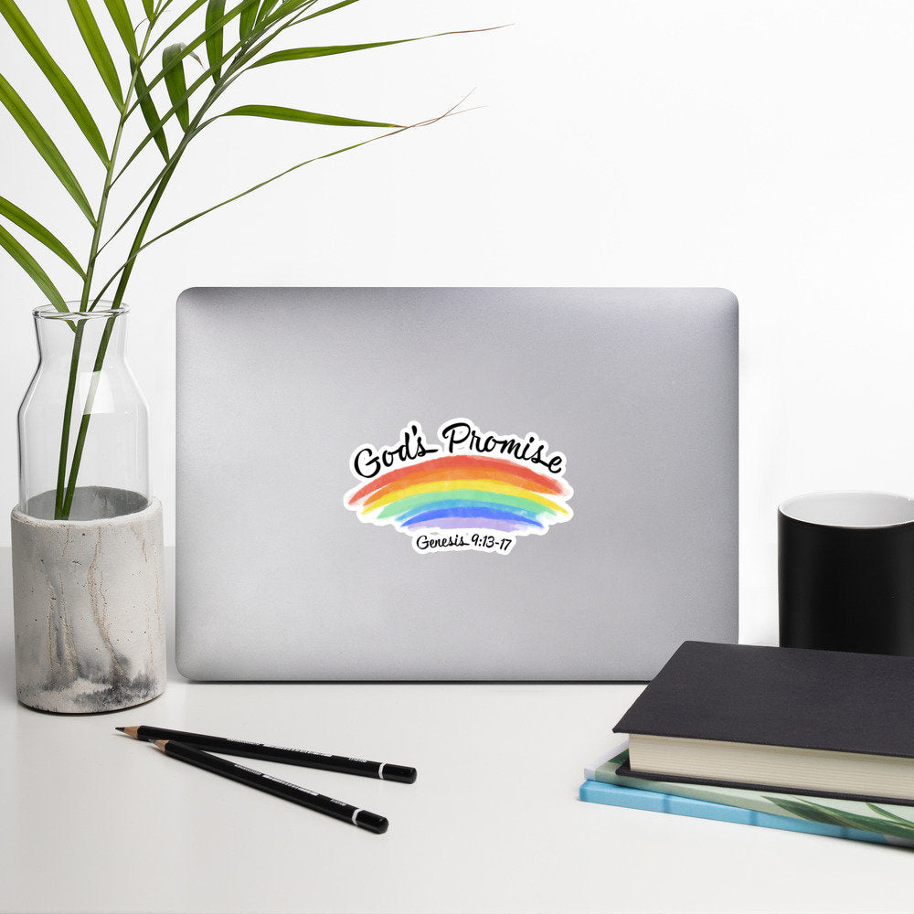 God’s Promise Genesis 9:13-17 Seven Color Christian Rainbow Bubble-free sticker