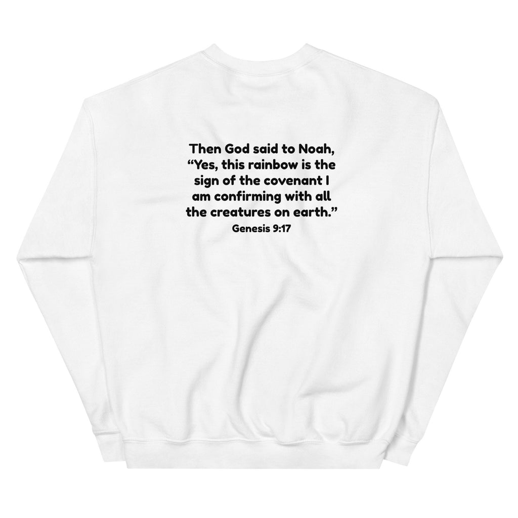 Reclaim the Rainbow Crewneck Sweatshirt With Genesis 9:17 Scripture Back Text, Christian Rainbow Sweatshirt