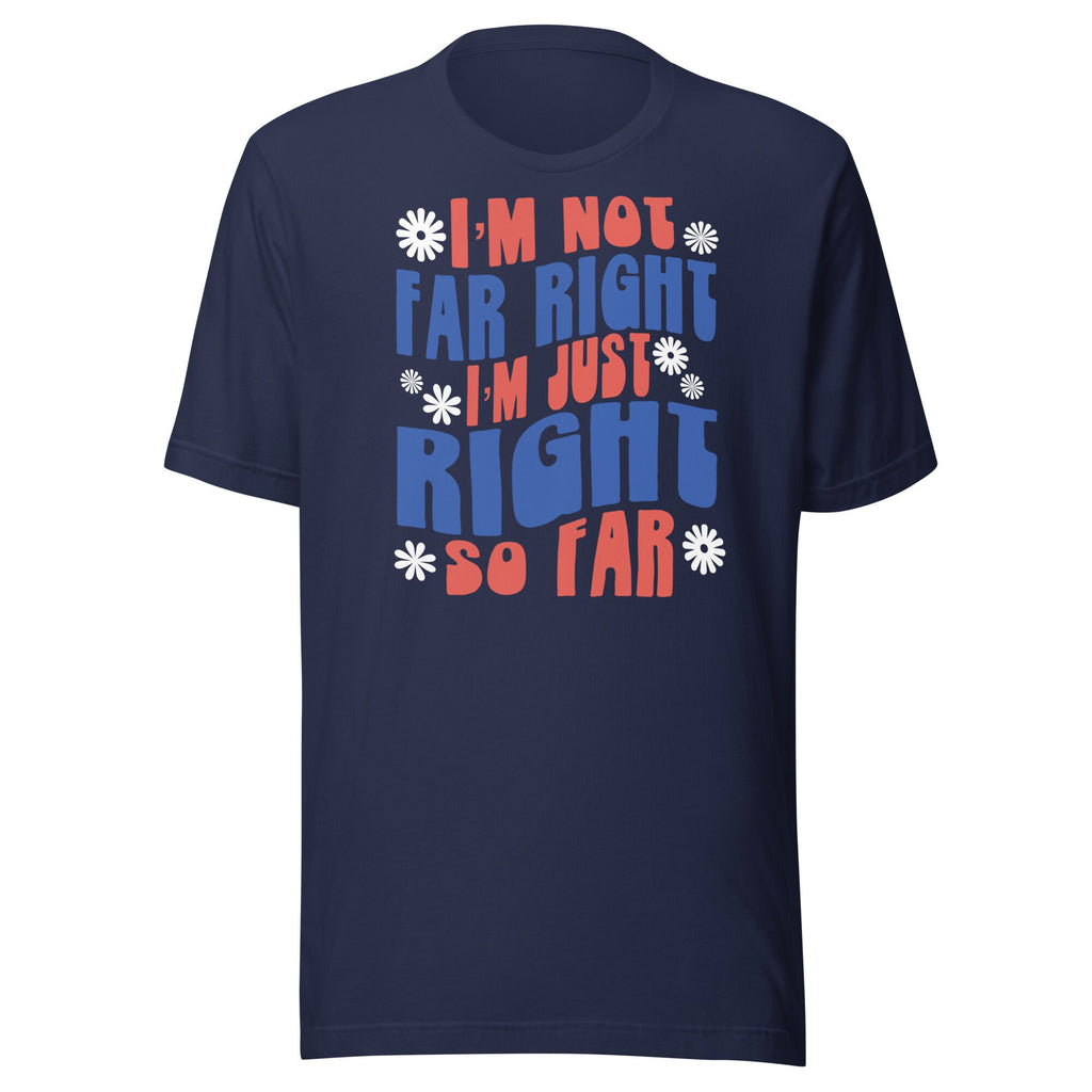 I’m Not Far Right I’m Just Right So Far Shirt, Funny Conservative Retro Inspired Patriotic T-Shirt