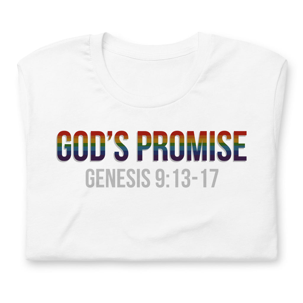 God’s Promise Christian Rainbow Shirt, Genesis 9:13-17 T Shirt for Him, Godly Rainbow Bible Verse Tee for Men