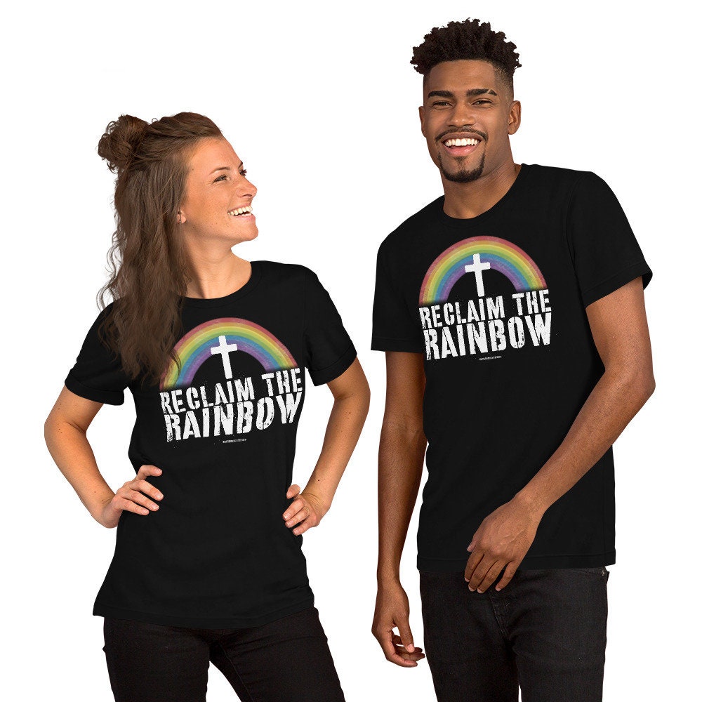 Reclaim the Rainbow Shirt with Cross, Christian Rainbow T-Shirt