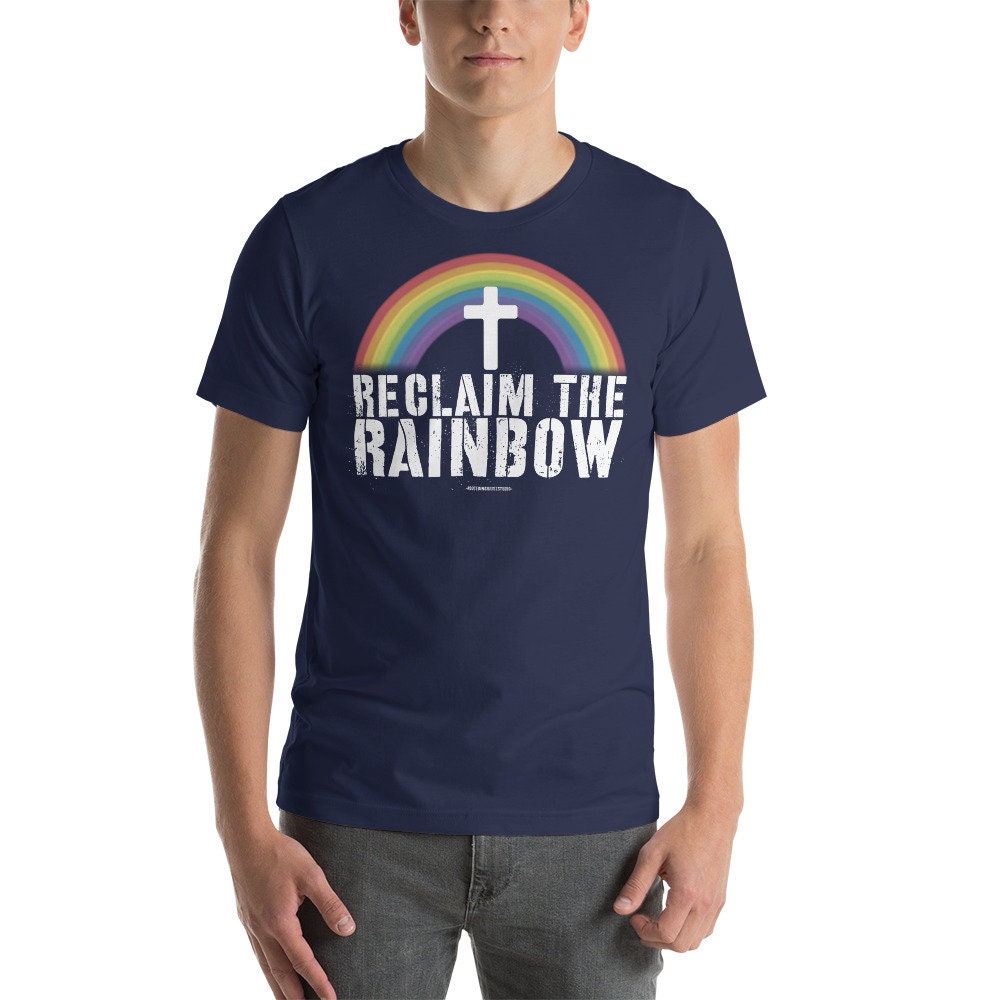 Reclaim the Rainbow Shirt with Cross, Christian Rainbow T-Shirt