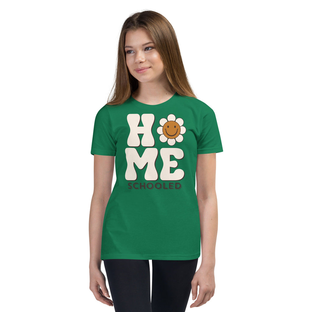 Home Schooled Flower Youth Shirt, Homeschool T Shirt for Girls