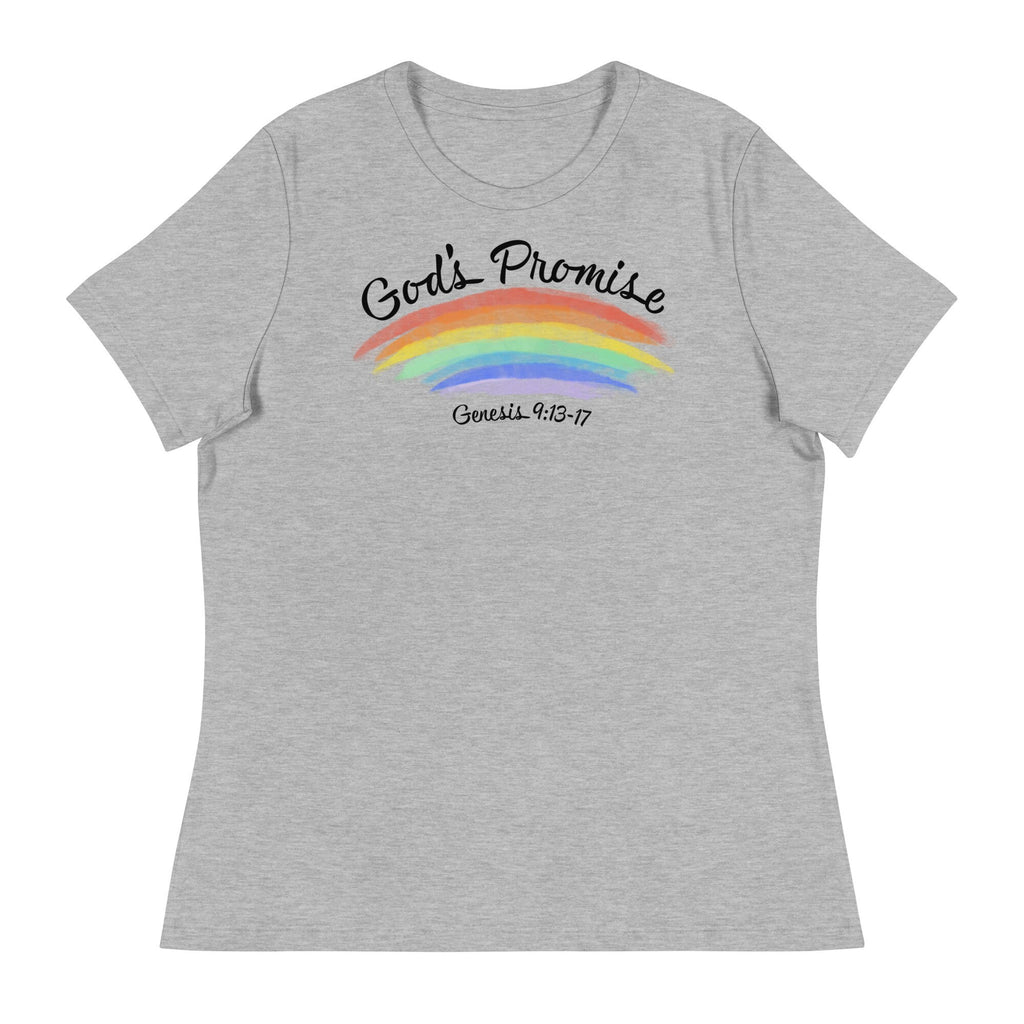 God’s Promise Genesis 9:13-17 Christian Rainbow Women&#39;s Relaxed T-Shirt, Seven Color Rainbow Shirt