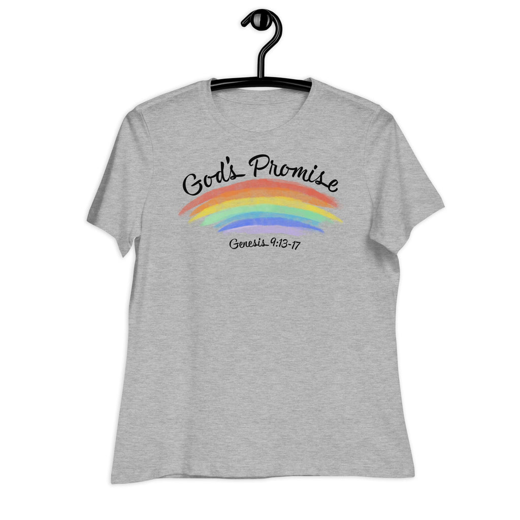 God’s Promise Genesis 9:13-17 Christian Rainbow Women&#39;s Relaxed T-Shirt, Seven Color Rainbow Shirt