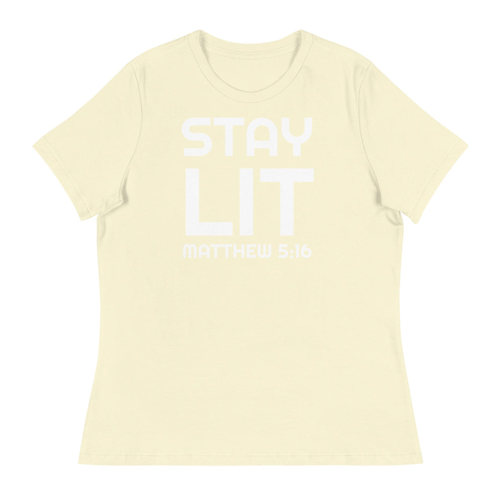 Stay Lit Matthew 5:16 Women&#39;s Relaxed T-Shirt, Inspirational Bible Verse Shirt