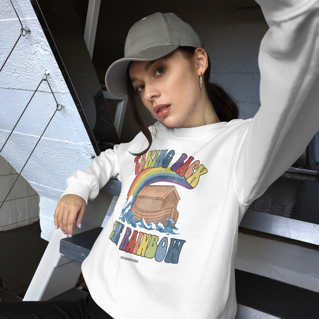 Taking Back The Rainbow with Noah’s Ark Crewneck Sweatshirt, Seven Color Christian Rainbow Sweatshirt