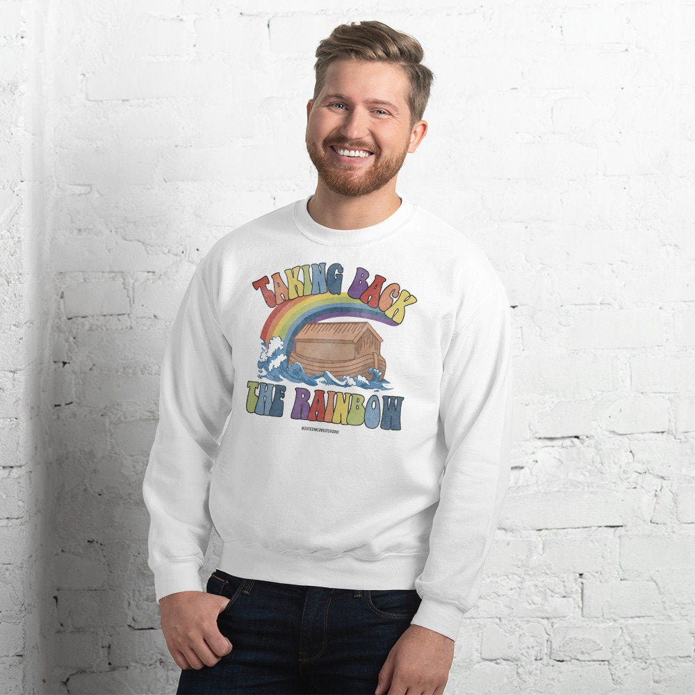 Taking Back The Rainbow with Noah’s Ark Crewneck Sweatshirt, Seven Color Christian Rainbow Sweatshirt