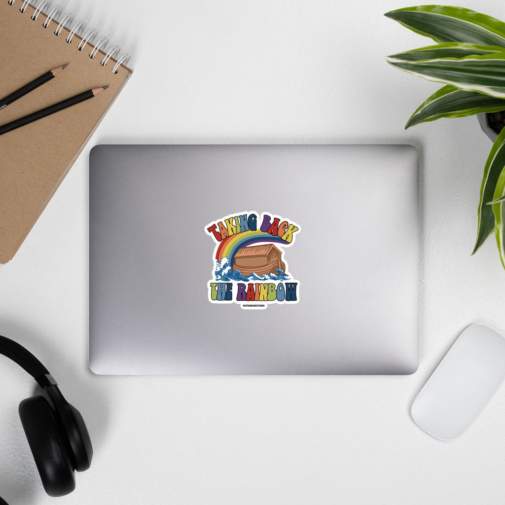 Taking Back The Rainbow Bubble-free Sticker, Christian Rainbow with Noah’s Ark and Seven Color Rainbow Durable Vinyl Sticker