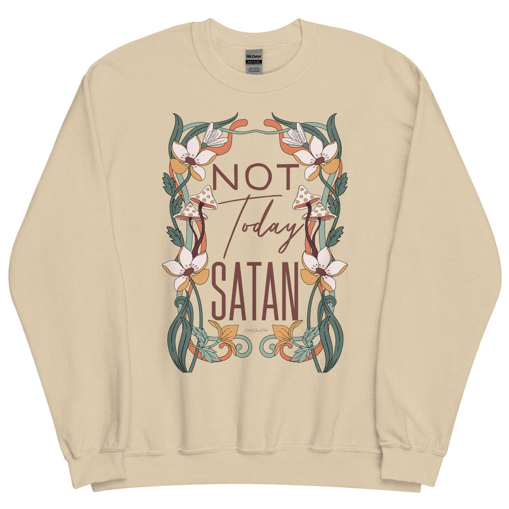 Not Today Satan Crewneck Sweatshirt, Retro Inspired Funny Christian Sweatshirt, Christian Shirts, Gifts