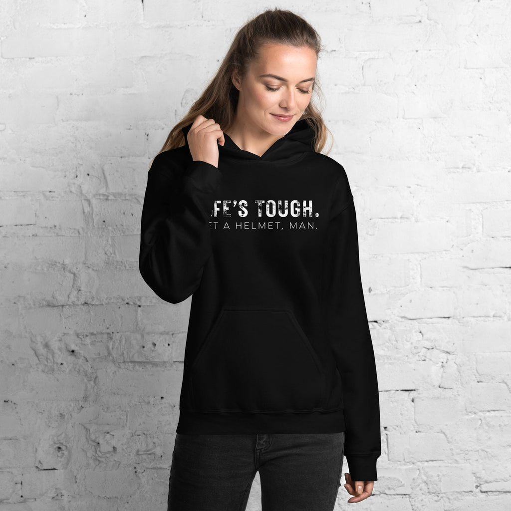 Life’s Tough Get A Helmet Man Hoodie, Conservative Hooded Sweatshirt, Republican Hoodie, Funny Political Hoodie