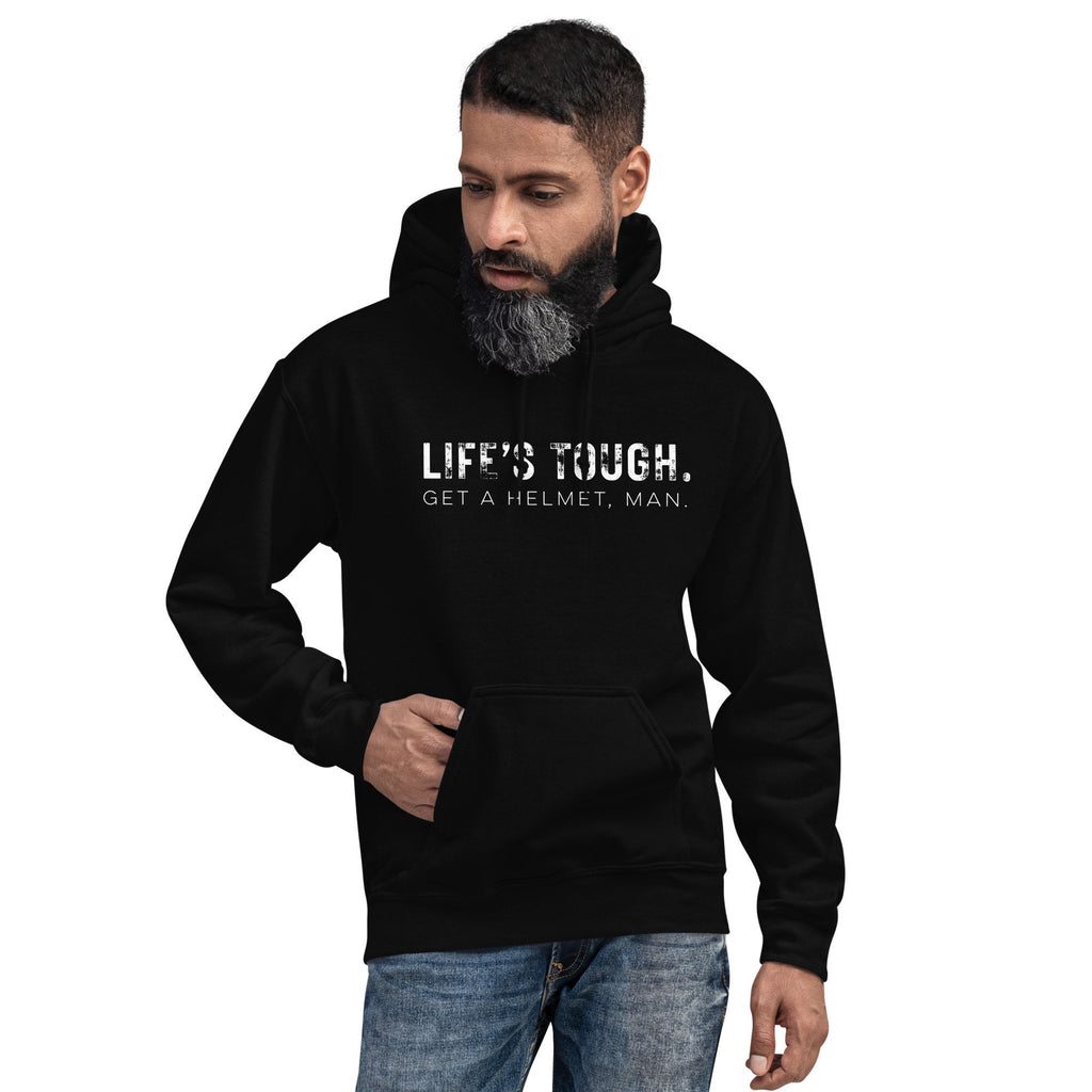 Life’s Tough Get A Helmet Man Hoodie, Conservative Hooded Sweatshirt, Republican Hoodie, Funny Political Hoodie