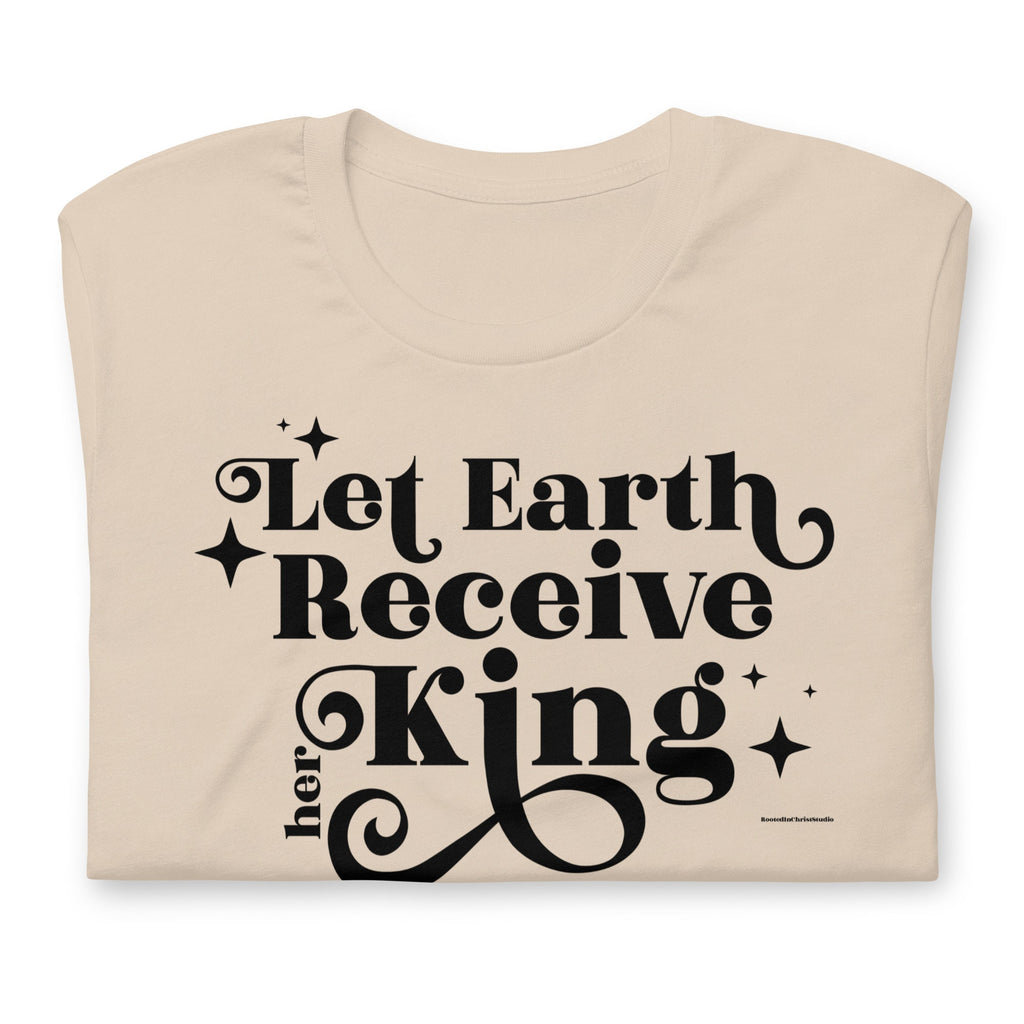 Let Earth Receive Her King Christmas T Shirt, Christian Christmas Shirts for Women