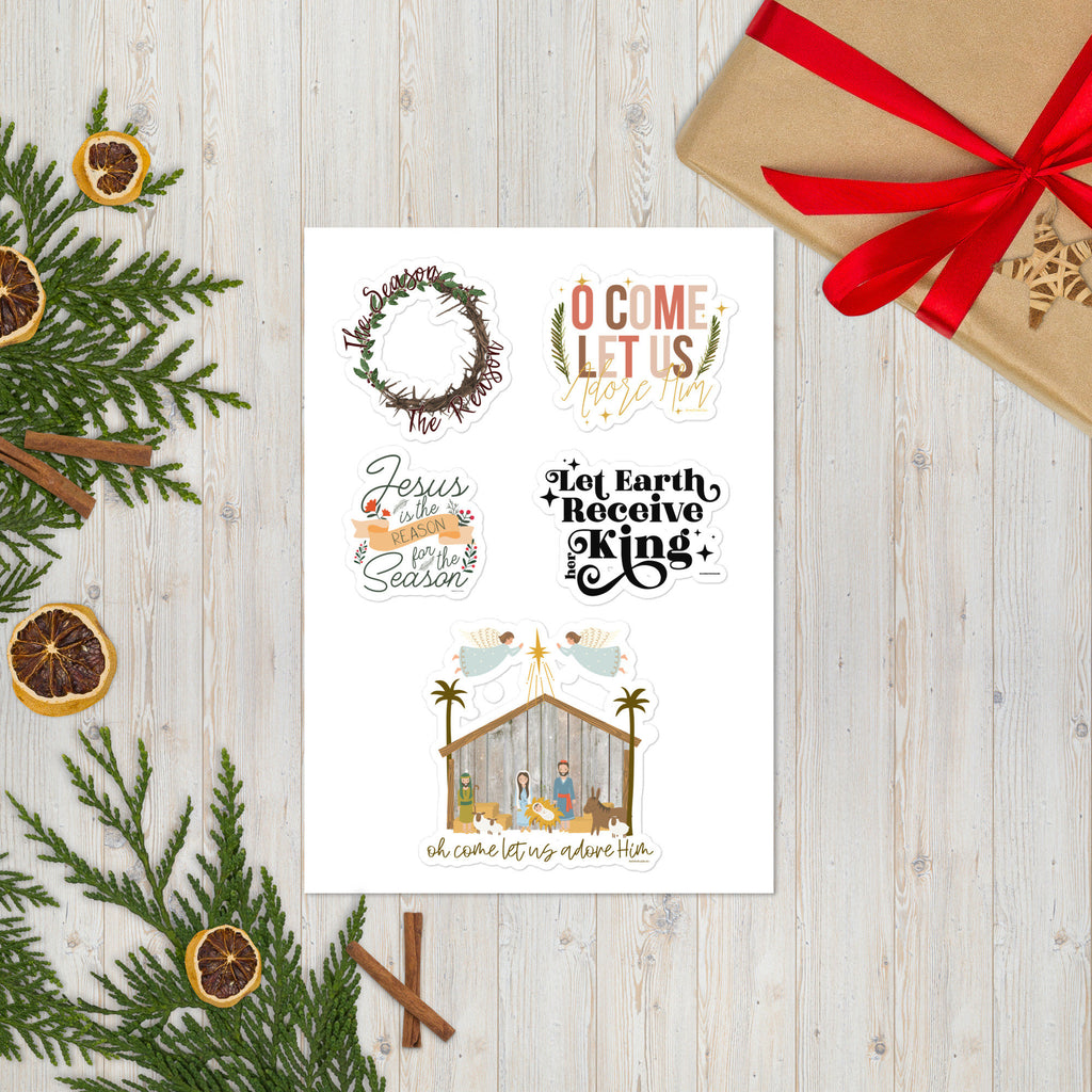 Christian Christmas Sticker Sheet, Christian Stocking Stuffers, Christian Christmas Gifts