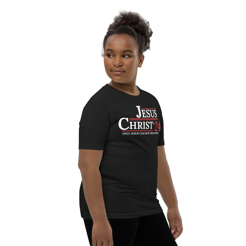 Jesus Christ ‘24:  Only Jesus Can Save This Nation Youth Shirt, Christian Shirts for Kids, Matching Christian Family Shirts