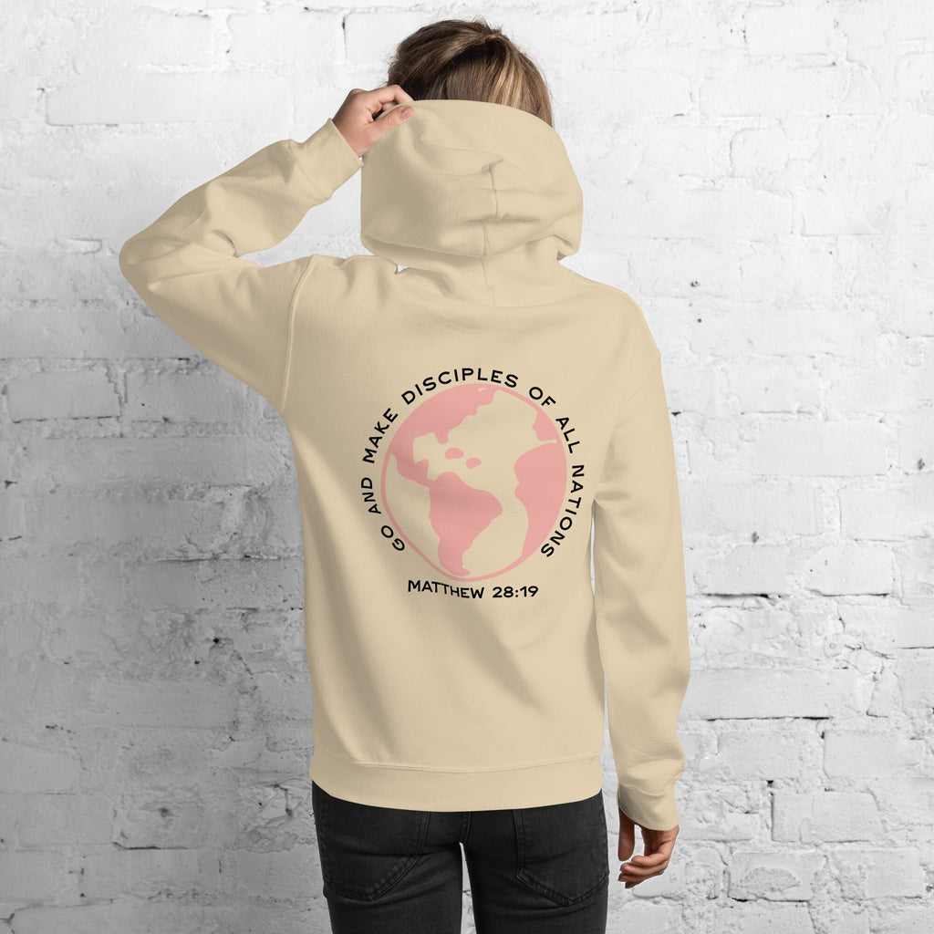 Go And Make Disciples of All Nations Hoodie, Matthew 28:19,  Christian Bible Verse Hooded Sweatshirt, Christian Shirts