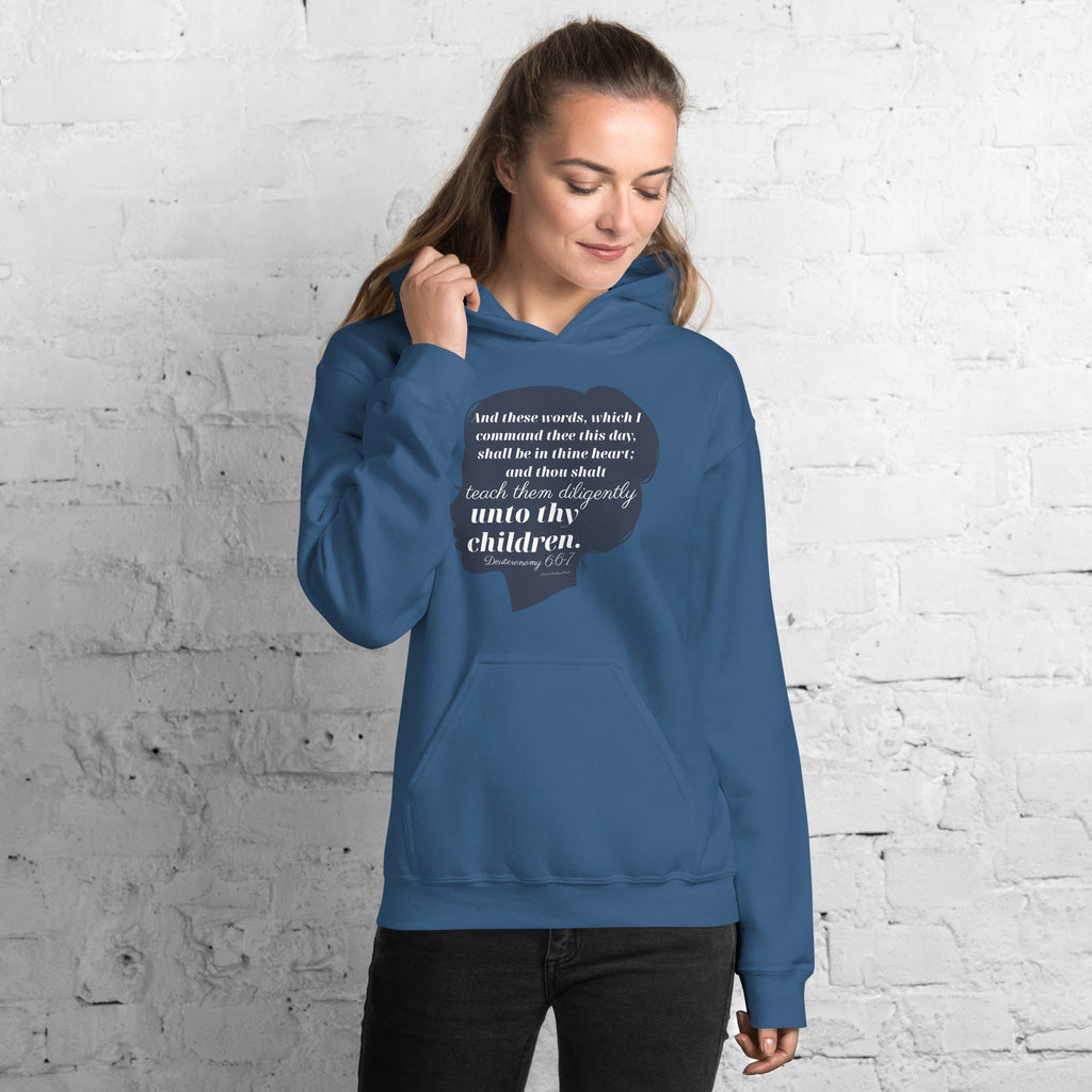 Teach Them Diligently Deuteronomy 6 Bible Verse Hoodie, Homeschool Mom Shirt, Christian Hooded Sweatshirt