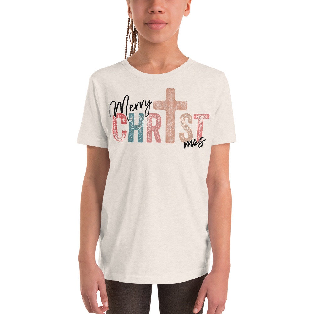 Merry CHRISTmas Youth T-Shirt, Christian Christmas Shirts for Kids, Matching Family Christmas Shirts, Christian Gifts for Girls